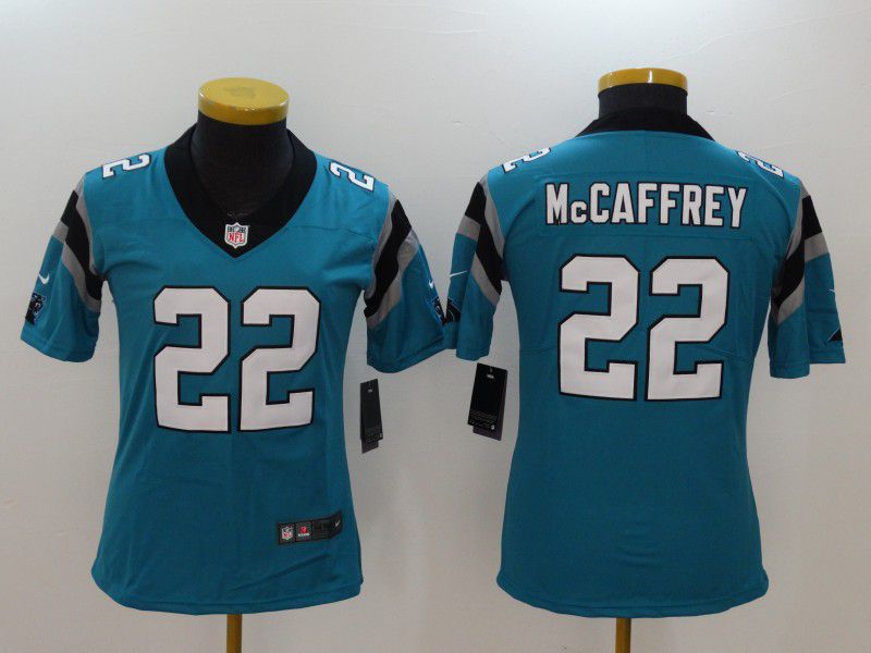 Women Carolina Panthers #22 Mccaffrey Blue Nike Vapor Untouchable Limited NFL Jerseys->->Women Jersey